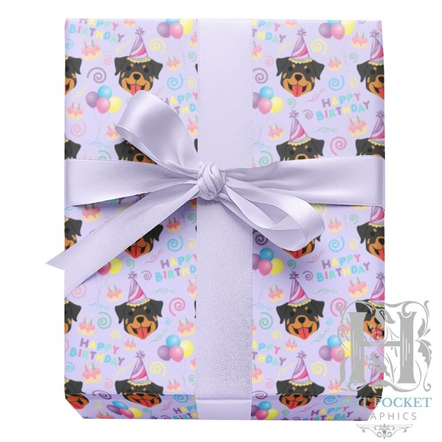 Papel De Regalo Rottweiler Birthday Gift Wrapping Paper in Purple (Subido por el creador)