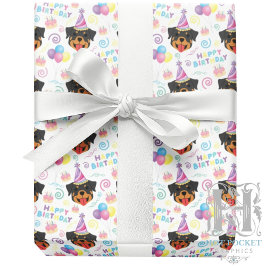 Papel De Regalo Rottweiler Birthday Gift Wrapping Paper in White