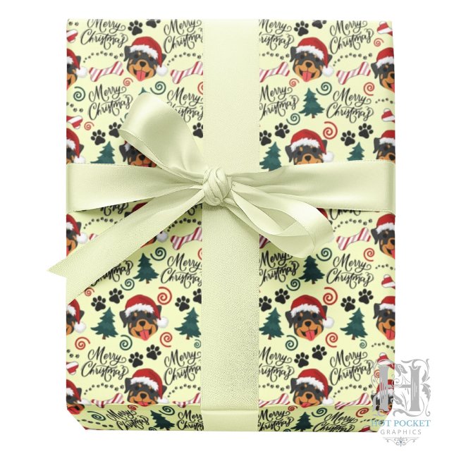 Papel De Regalo Rottweiler Christmas Gift Wrapping Paper - Yellow (Subido por el creador)