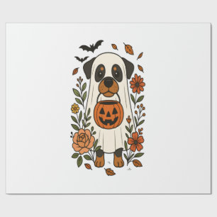 Papel De Regalo Rottweiler de Halloween con Flores