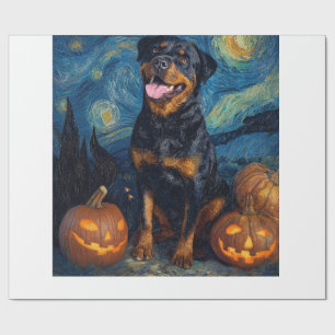 Papel De Regalo Rottweiler Perro Lindo Halloween Jack O Lantern Ca