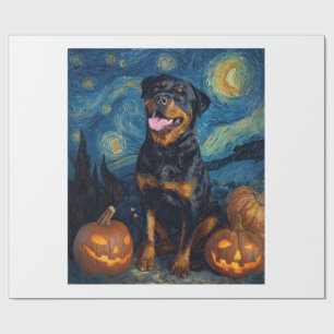 Papel De Regalo Rottweiler Perro Lindo Halloween Jack O Linterna C