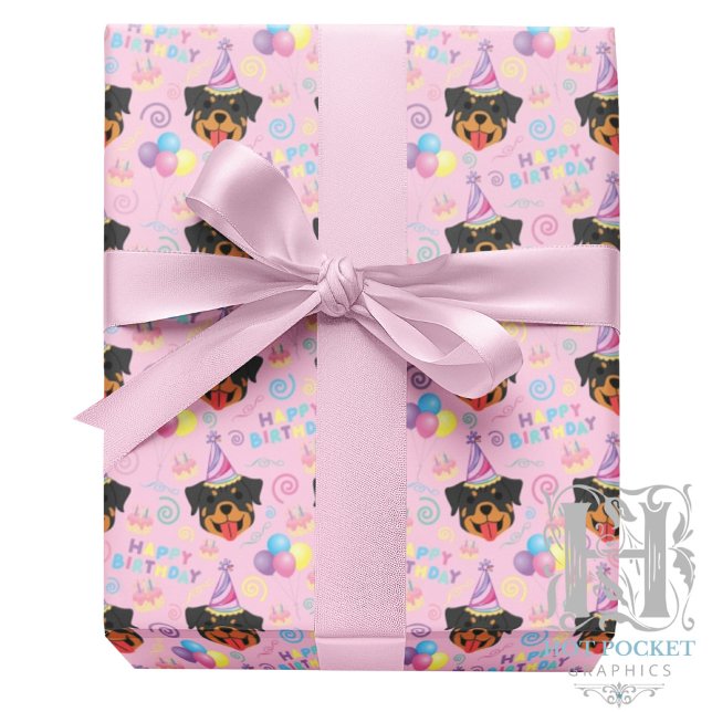 Papel De Regalo Rottweiler Wrapping Paper in Pink (Subido por el creador)