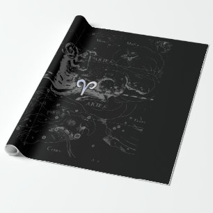 Papel De Regalo Rótulo Aries Zodiac de estilo cromado en Hevelius