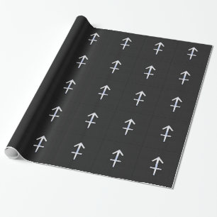 Papel De Regalo Rótulo cromado como sagitario zodiaco en negro