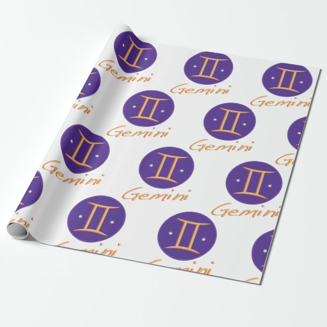 Papel De Regalo Rótulo Gemini (Desenrollado)