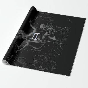 Papel De Regalo Rótulo Gemini Zodiac de estilo cromado en Heveliu