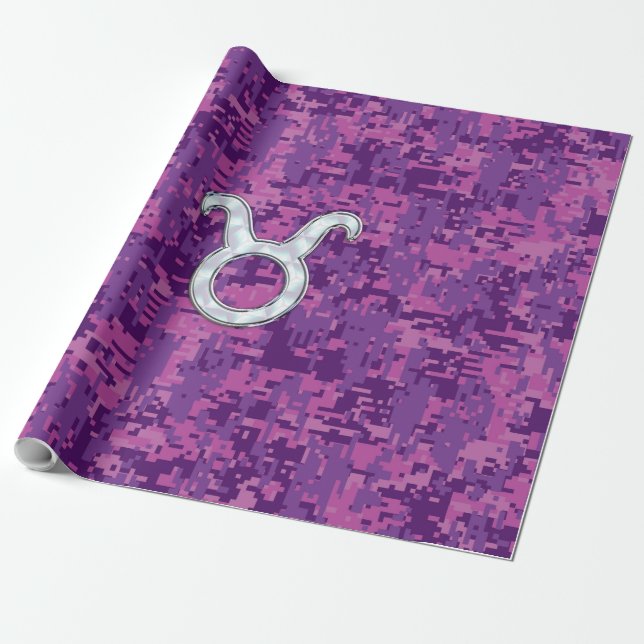 Papel De Regalo Rótulo Pearl Like Taurus Zodiac en camo digital ro (Desenrollado)
