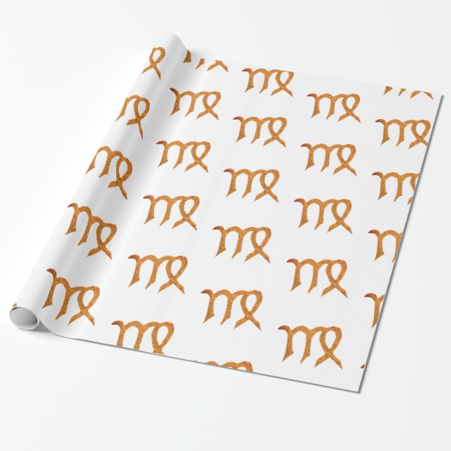 Papel De Regalo Rótulo Virgo de Astrología Dorada (Desenrollado)