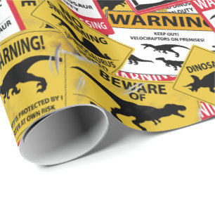 Papel De Regalo Rótulos de la precaución del dinosaurio