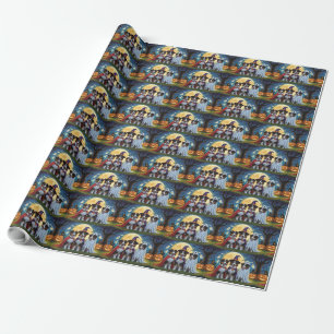 Papel De Regalo Rough Collie Dogs Pumpkin Halloween Funny