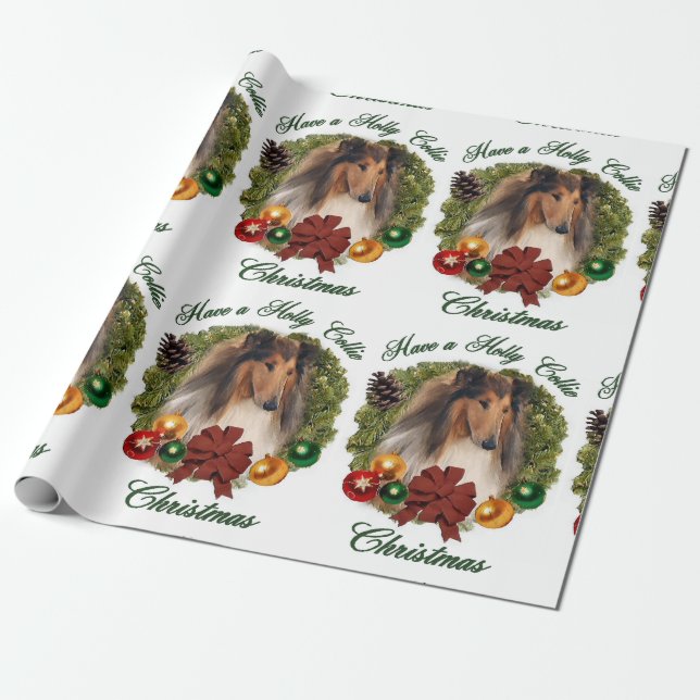 Papel De Regalo Rough Collie Navidades (Desenrollado)