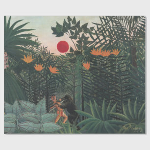 Papel De Regalo Rousseau - Paisaje Tropical, Indio y Gorila