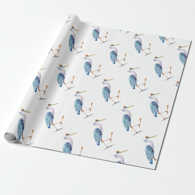 Papel De Regalo Royal Blue Heron (Desenrollado)