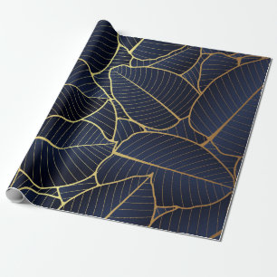 Papel De Regalo Royal Blue Luxury Gold Leaf Gift