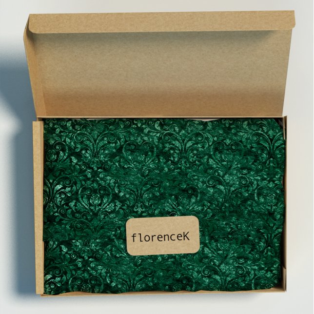 Papel De Regalo Royal Damask Aplastado Velvet Deep Emerald Green (Royal Damask Crushed Velvet Deep Emerald Green Wrapping Paper)