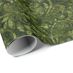 Papel De Regalo Royal Damask Aplastado Velvet Woodland Verde Profu
