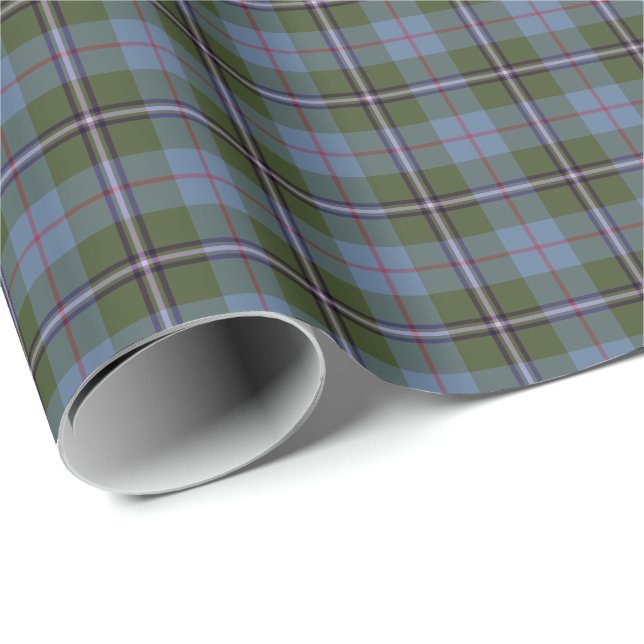 Papel De Regalo Royal Deeside Scotland Tartan Light Blue Plaid (Esquina del rollo)