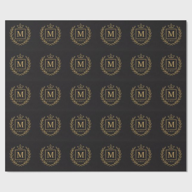 Papel De Regalo "Royal NMKY Emblem – Monogram M Crest Design" (Superficie plana)