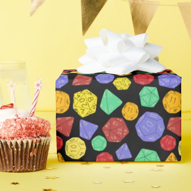 Papel De Regalo RPG Gaming Dice, Mesa, Juegos Fantasmas Patterados (Fiesta de cumpleaños )