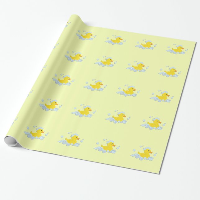 Papel De Regalo Rubber Ducky en el Baby Shower de las burbujas (Desenrollado)