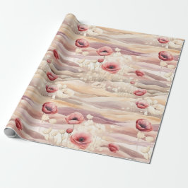 Papel De Regalo Rubor Cremoso Borgoña Regader Floral Nupcial