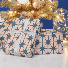Papel De Regalo Rubor de acero azul de estrella moderna de mediado