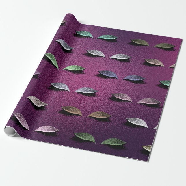 Papel De Regalo Rubor Eyes Lavanda Glas Plum Purpurina latigazos (Desenrollado)