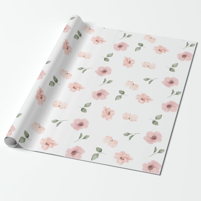 Papel De Regalo Rubor floral (Desenrollado)