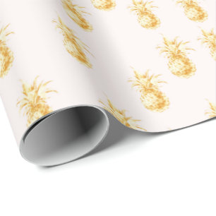 Papel De Regalo Rubor Gold Tropical Pineapples