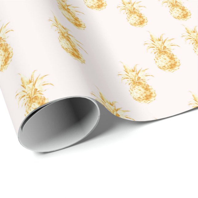 Papel De Regalo Rubor Gold Tropical Pineapples (Esquina del rollo)