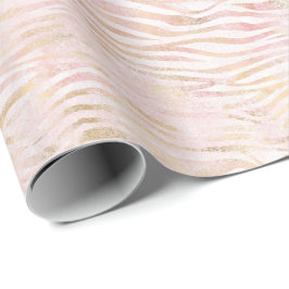 Papel De Regalo Rubor Pink Glam Gold Zebra Print