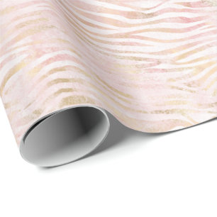 Papel De Regalo Rubor Pink Glam Gold Zebra Print