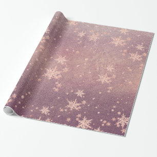 Papel De Regalo Rubor Pink Gold Snowflakes Purple Dusset