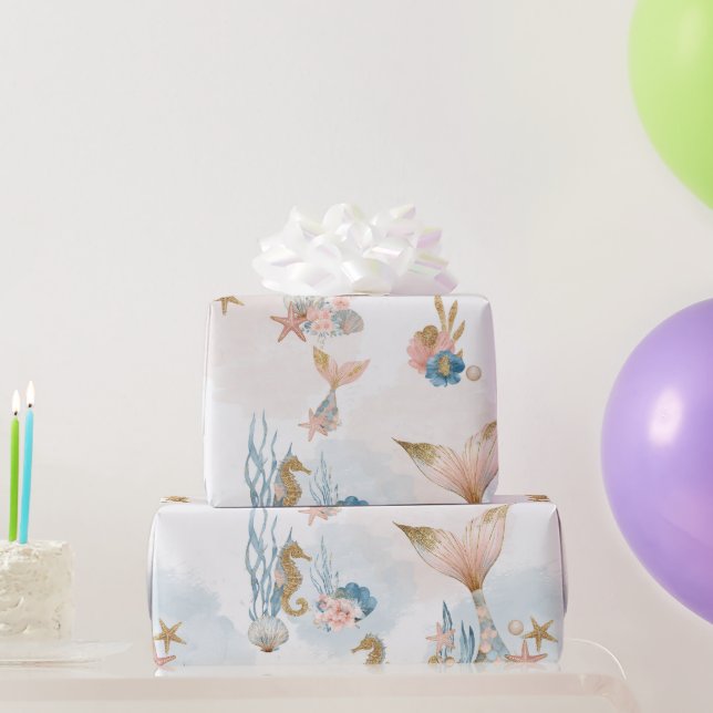 Papel De Regalo Rubor Pink Mermaid Tail Baby Shower (Regalos de fiesta)