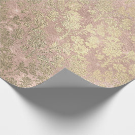 Papel De Regalo Rubor Rosa Oro Dorado Floral Polvo Cottage Lujo