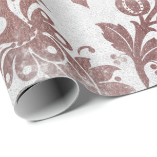 Papel De Regalo Rubor Rosa Rosa Gold Polvo Floral Grungy Blanco