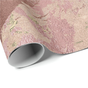 Papel De Regalo Rubor subió movimientos de mármol metálicos del