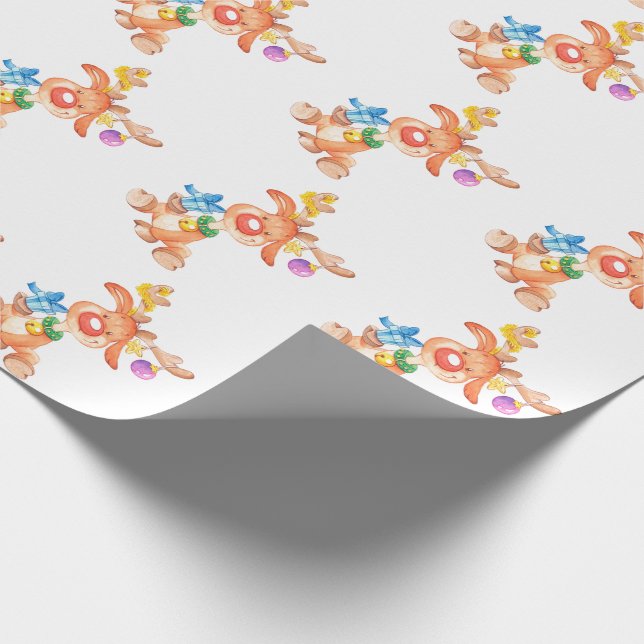 Papel De Regalo Rudolph el Reno de Nariz Roja (Esquina)