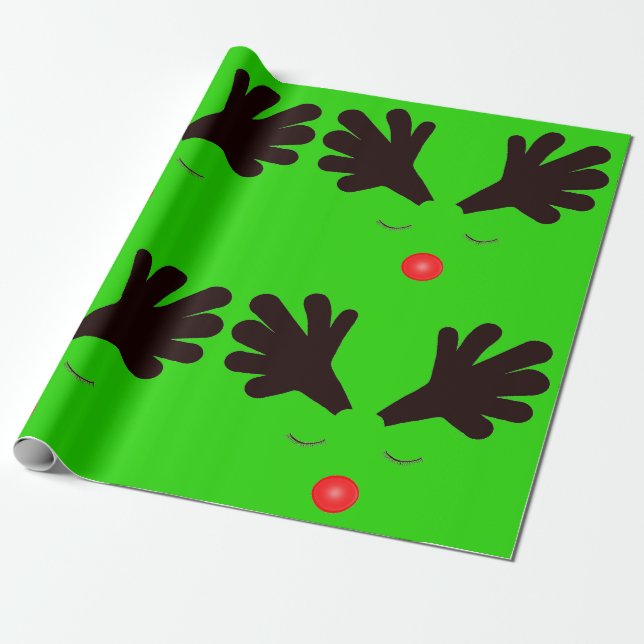 Papel De Regalo Rudolph Green Wrapee Paper (Desenrollado)