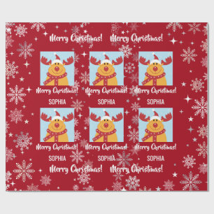 Papel De Regalo Rudolph Reno Ciervo Navideño Personalizado Navidad