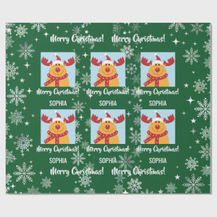 Papel De Regalo Rudolph Reno Ciervo Navideño Personalizado Navidad