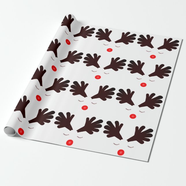 Papel De Regalo Rudolph White Wrapee Paper (Desenrollado)