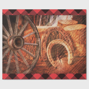 Papel De Regalo Rueda de vagón occidental herradura rústica