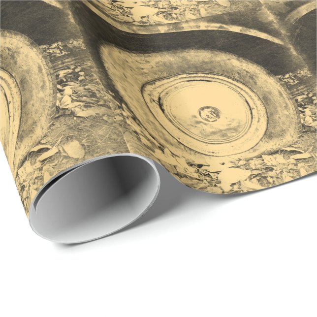 Papel De Regalo Rueda Vieja Del Auto Clásico (Esquina del rollo)