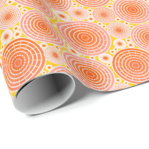 Papel De Regalo Ruedas anidadas - naranja y oro