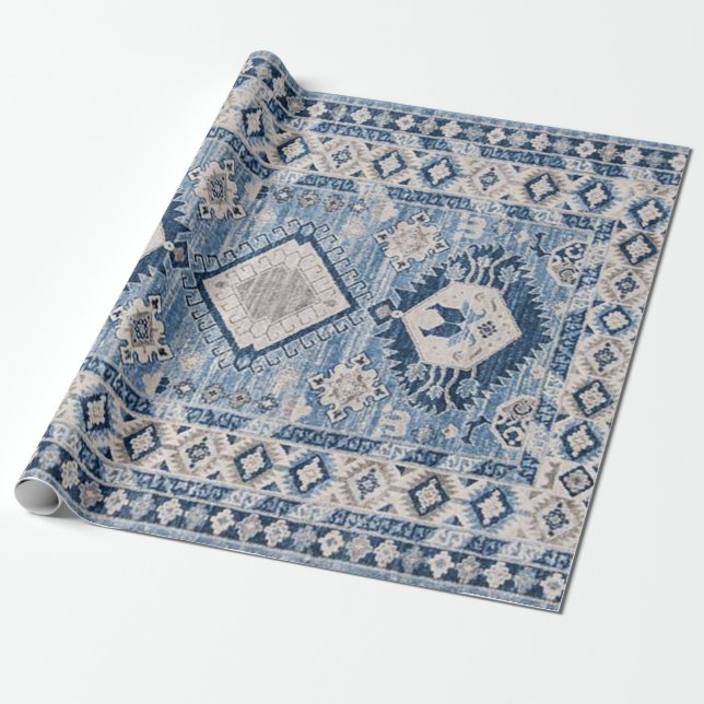 Papel De Regalo Rug azul kilim de la antigüedad oriental (Desenrollado)