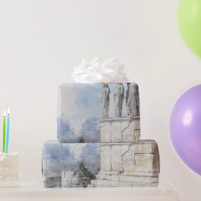 Papel De Regalo Ruinas acuáticas de lugares antiguos en Atenas, Gr (Regalos de fiesta)