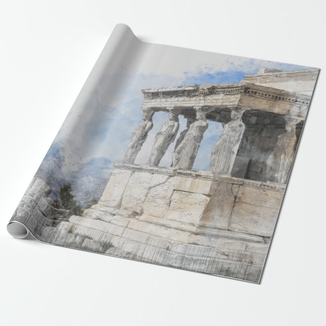 Papel De Regalo Ruinas acuáticas de lugares antiguos en Atenas, Gr (Desenrollado)