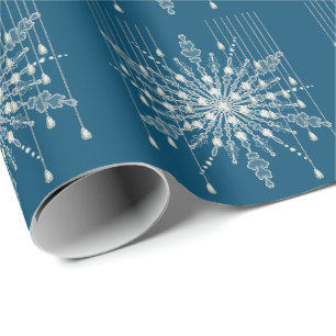 Papel De Regalo Rumbo de copo de nieve elegante invierno gris azul